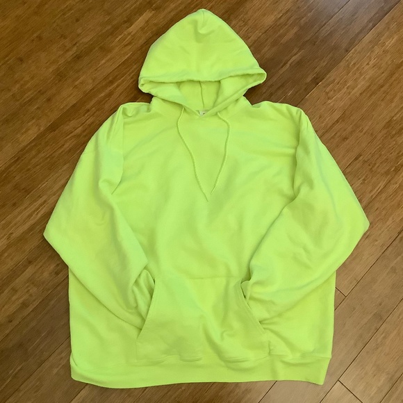 Hanes Neon Yellow Hoodie - Picture 1 of 2